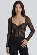 Donnah Figure-Shaping Lace Corset Bodysuit