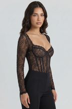 Donnah Figure-Shaping Lace Corset Bodysuit