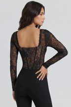 Donnah Figure-Shaping Lace Corset Bodysuit