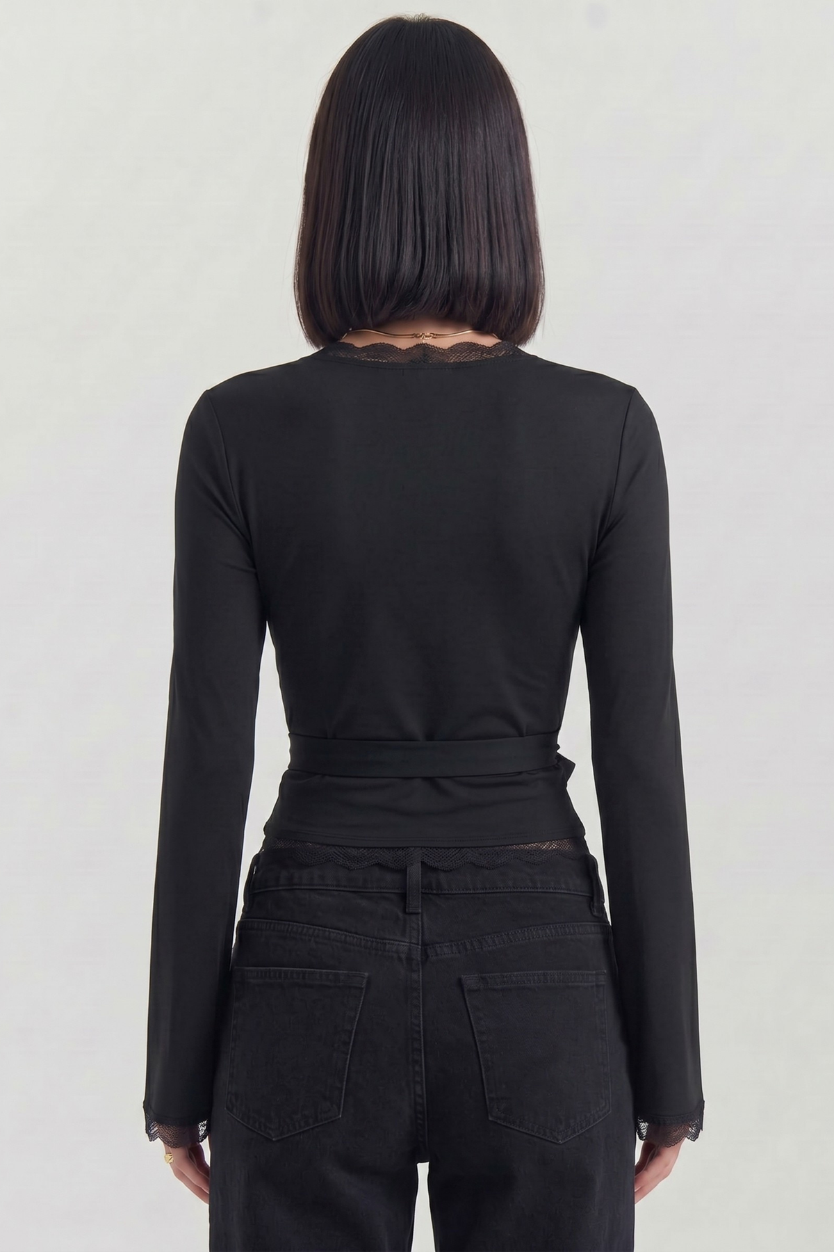 Zaya Wrap Blouse with Lace Details