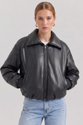 Zoe Oversized Faux Leather Bomber Jacket