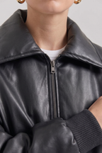 Zoe Oversized Faux Leather Bomber Jacket