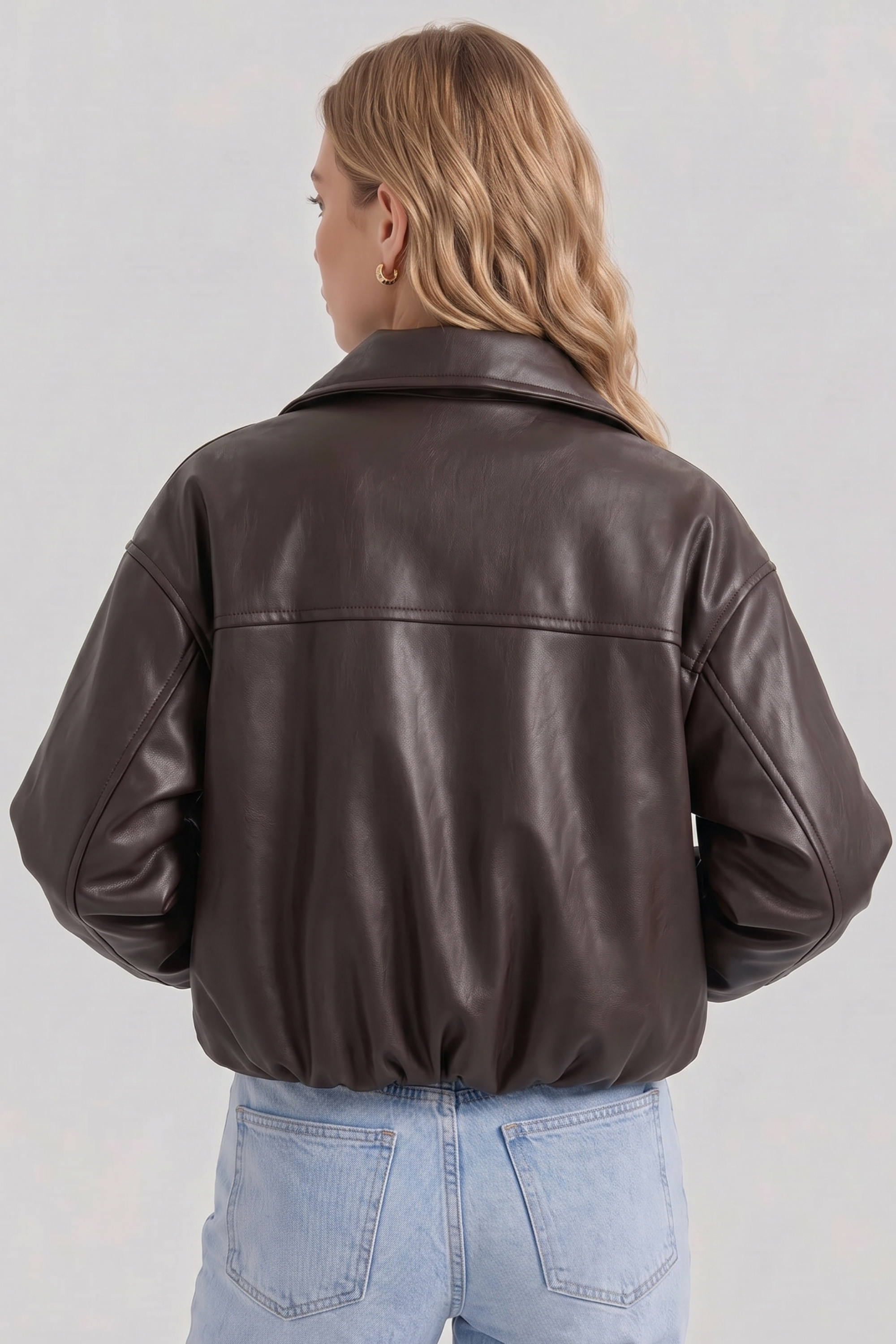 Zoe Oversized Faux Leather Bomber Jacket
