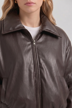 Zoe Oversized Faux Leather Bomber Jacket