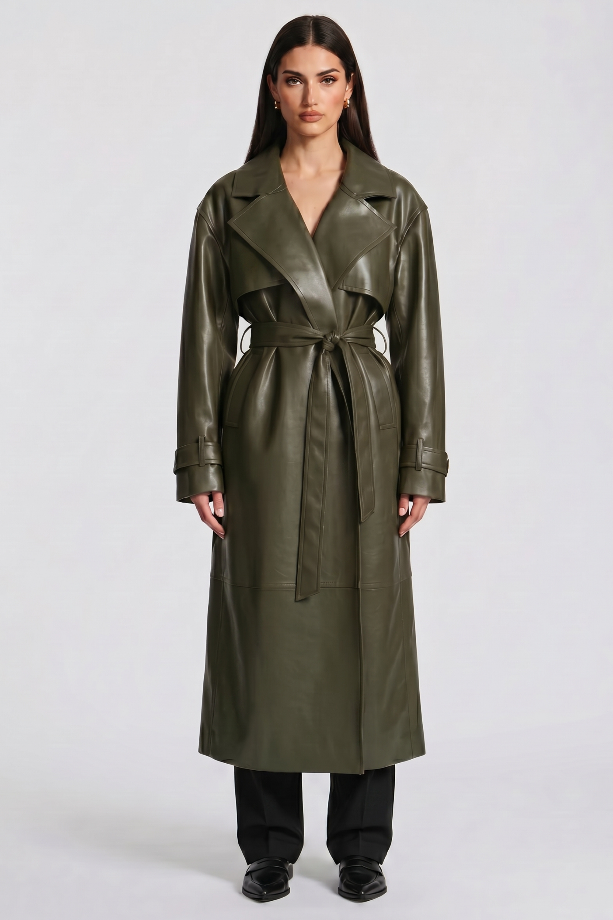 Felícia Faux Leather Trench Coat
