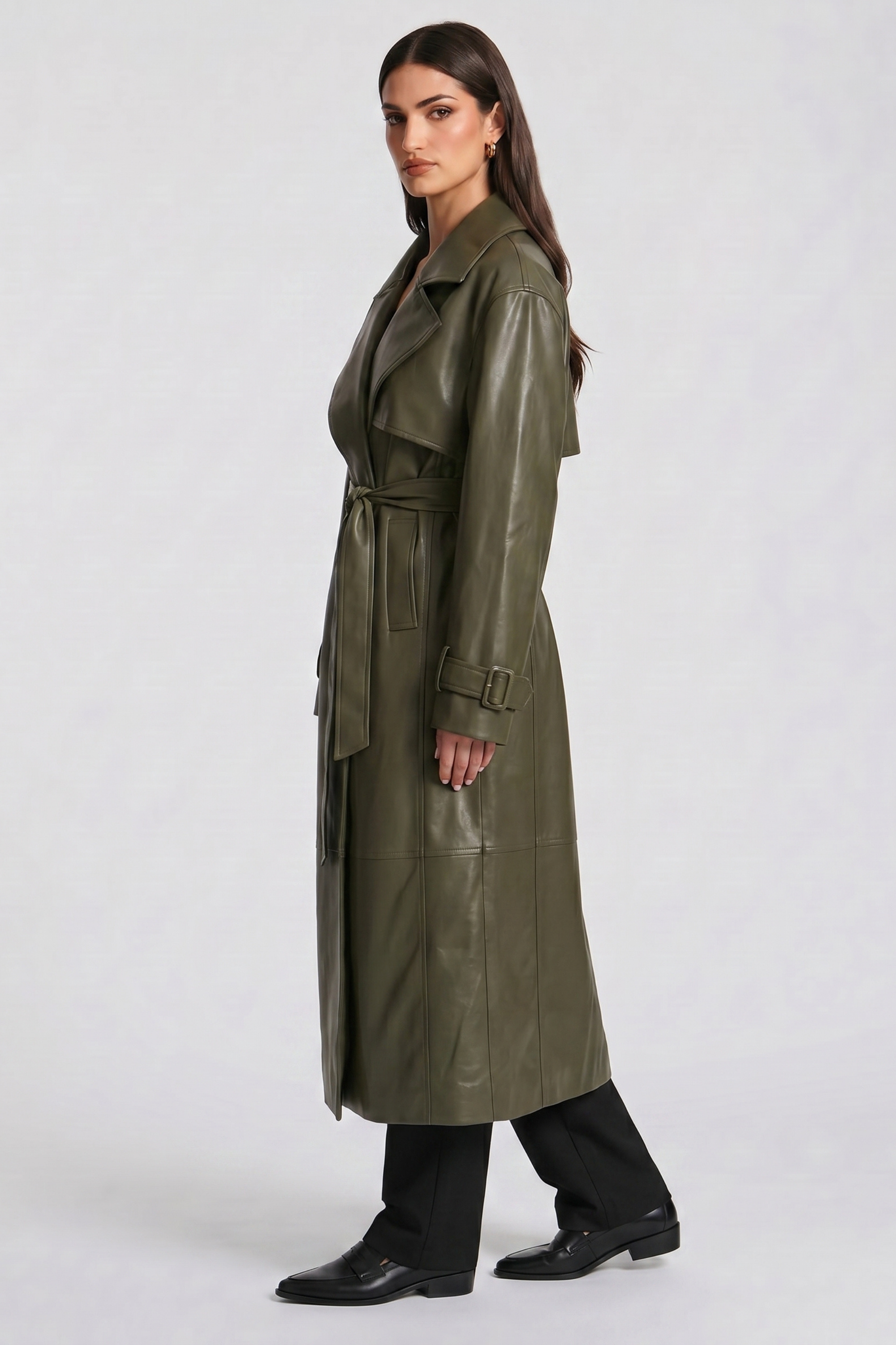 Felícia Faux Leather Trench Coat