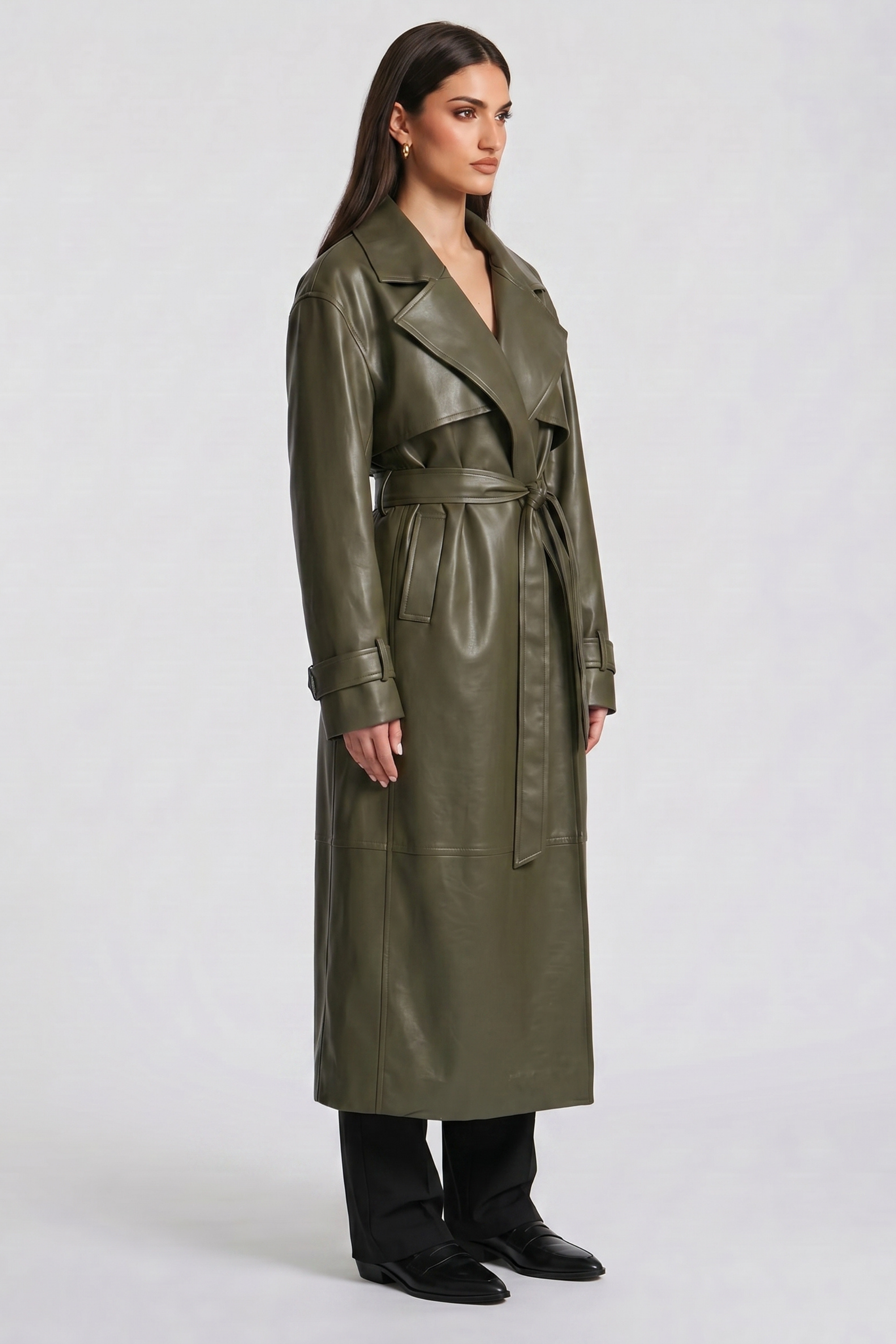 Felícia Faux Leather Trench Coat