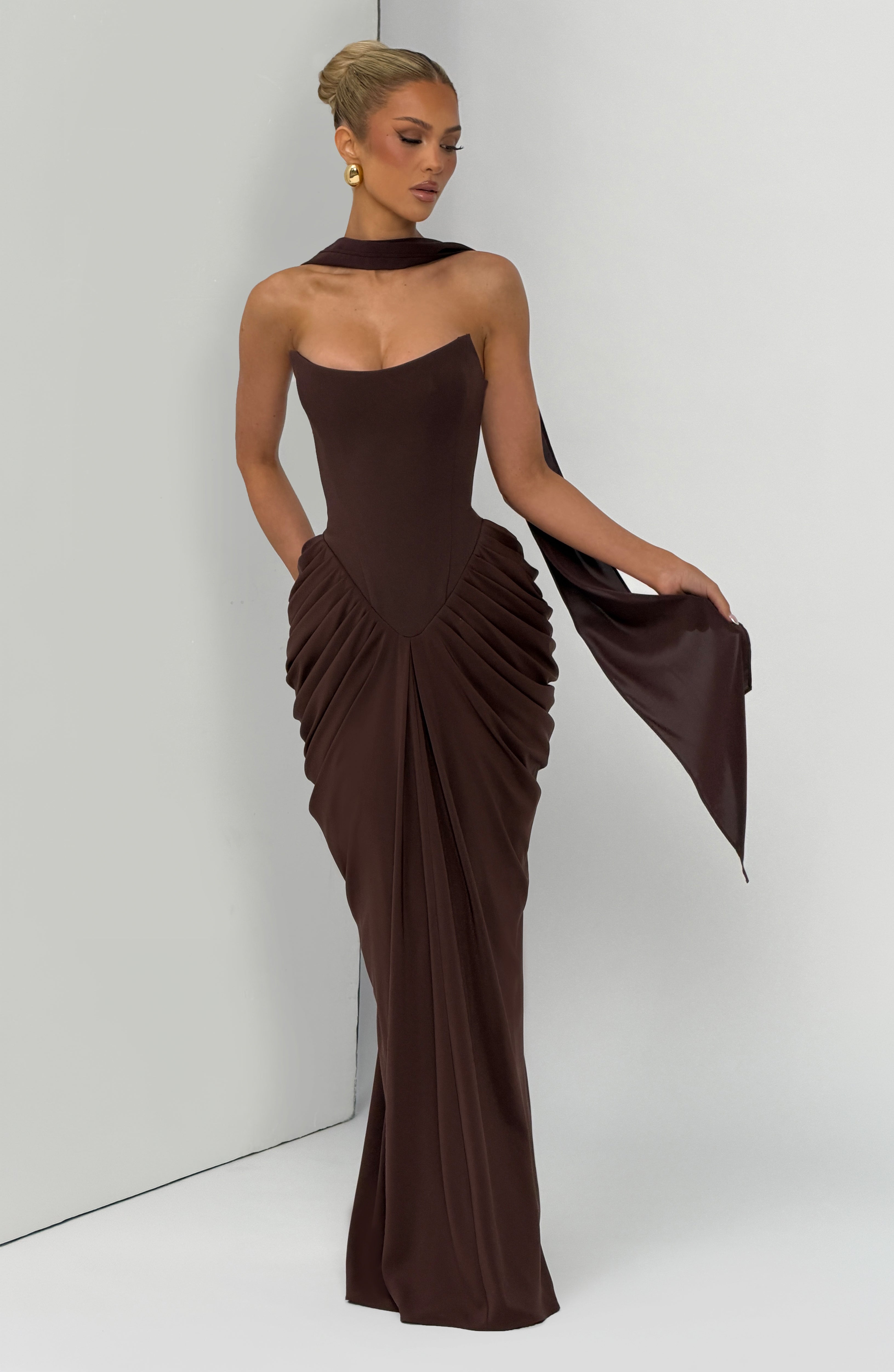 Noura Maxi Dress - Plum Brown