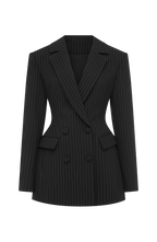 Elvira Mini Dress - Black Pinstripe