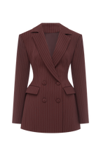 Elvira Mini Dress - Burgundy Pinstripe