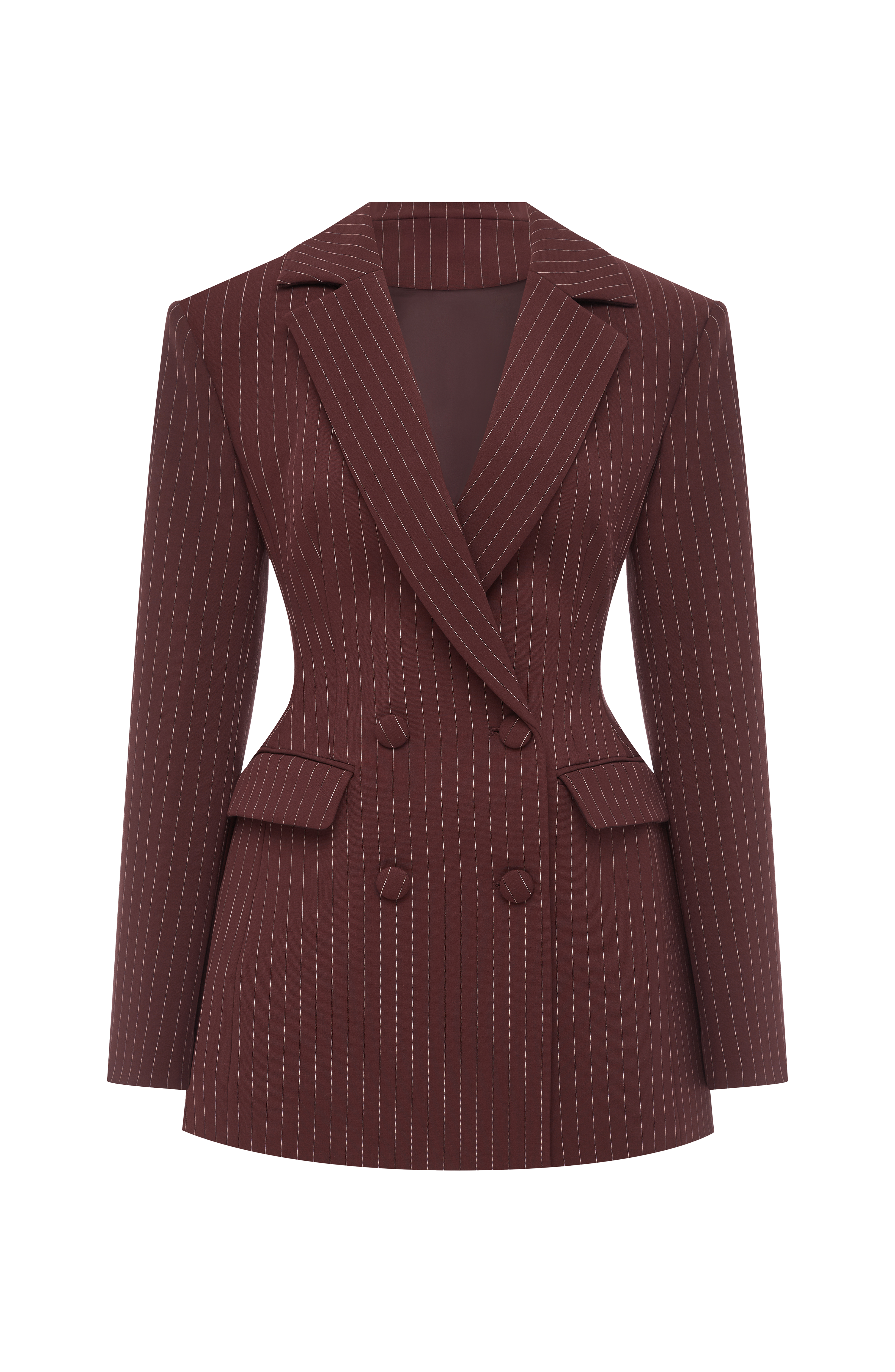 Elvira Mini Dress - Burgundy Pinstripe