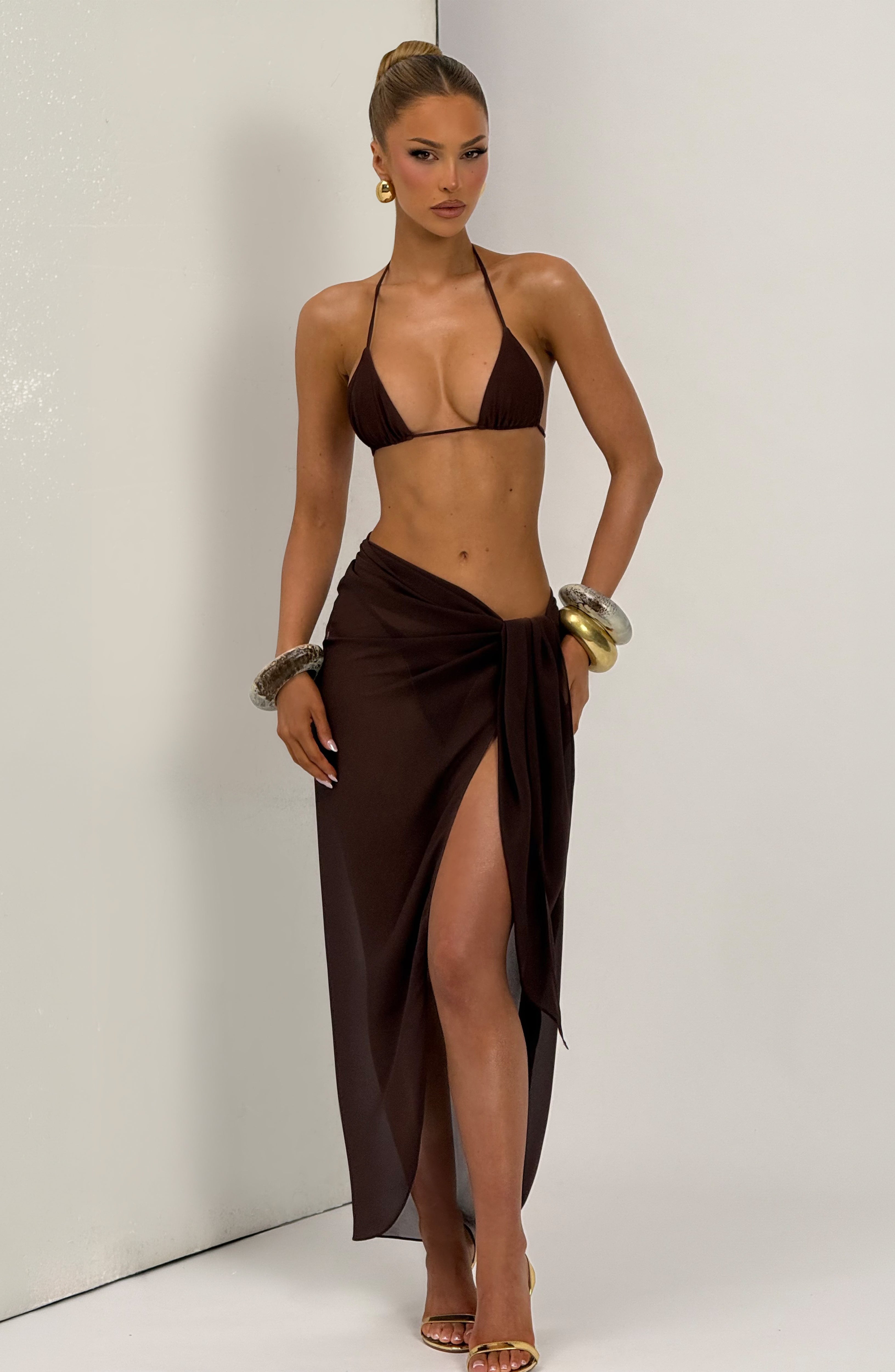 Suki Triangle Bikini Top - Plum Brown