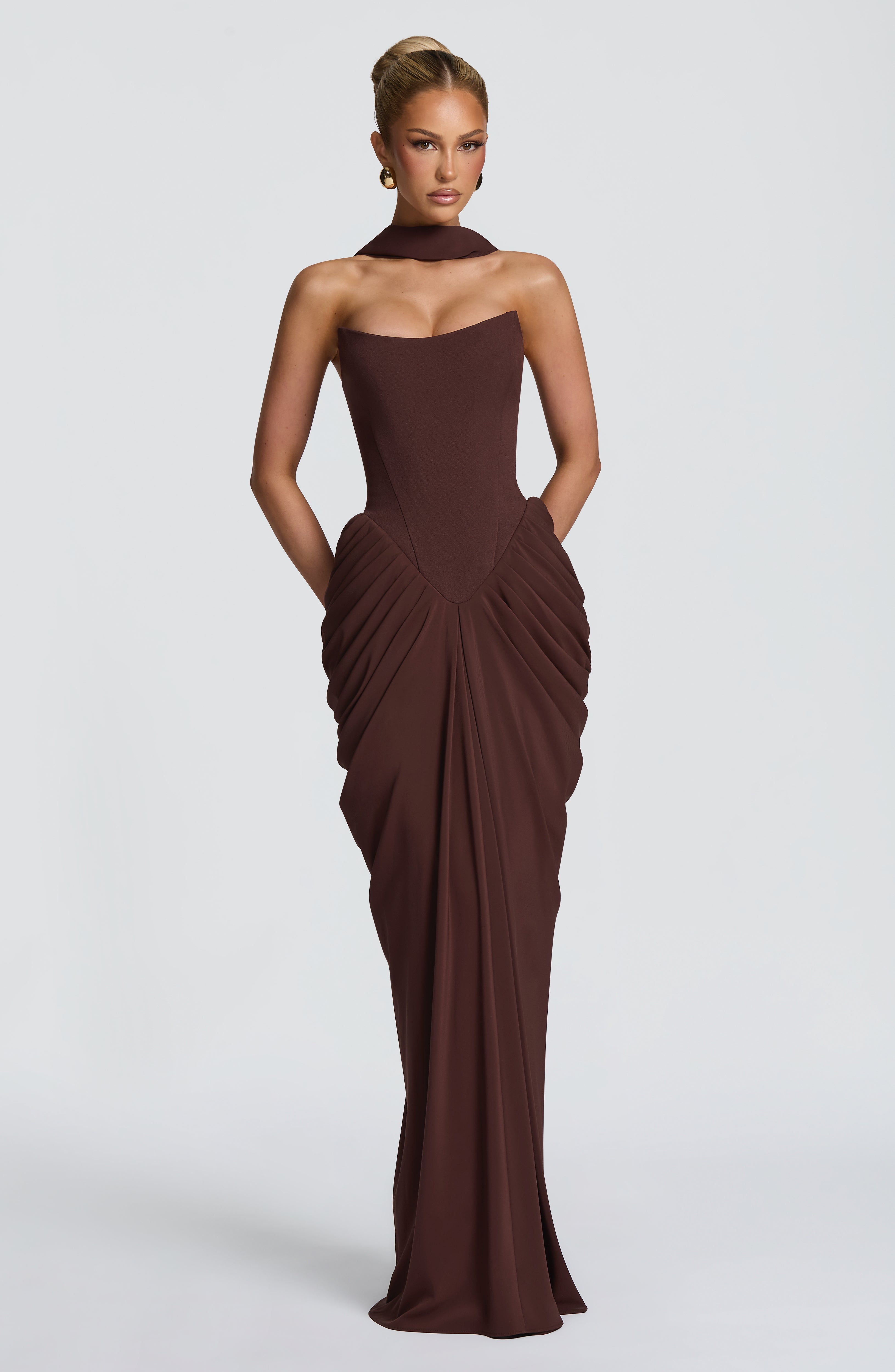 Noura Maxi Dress - Plum Brown