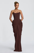 Noura Maxi Dress - Plum Brown