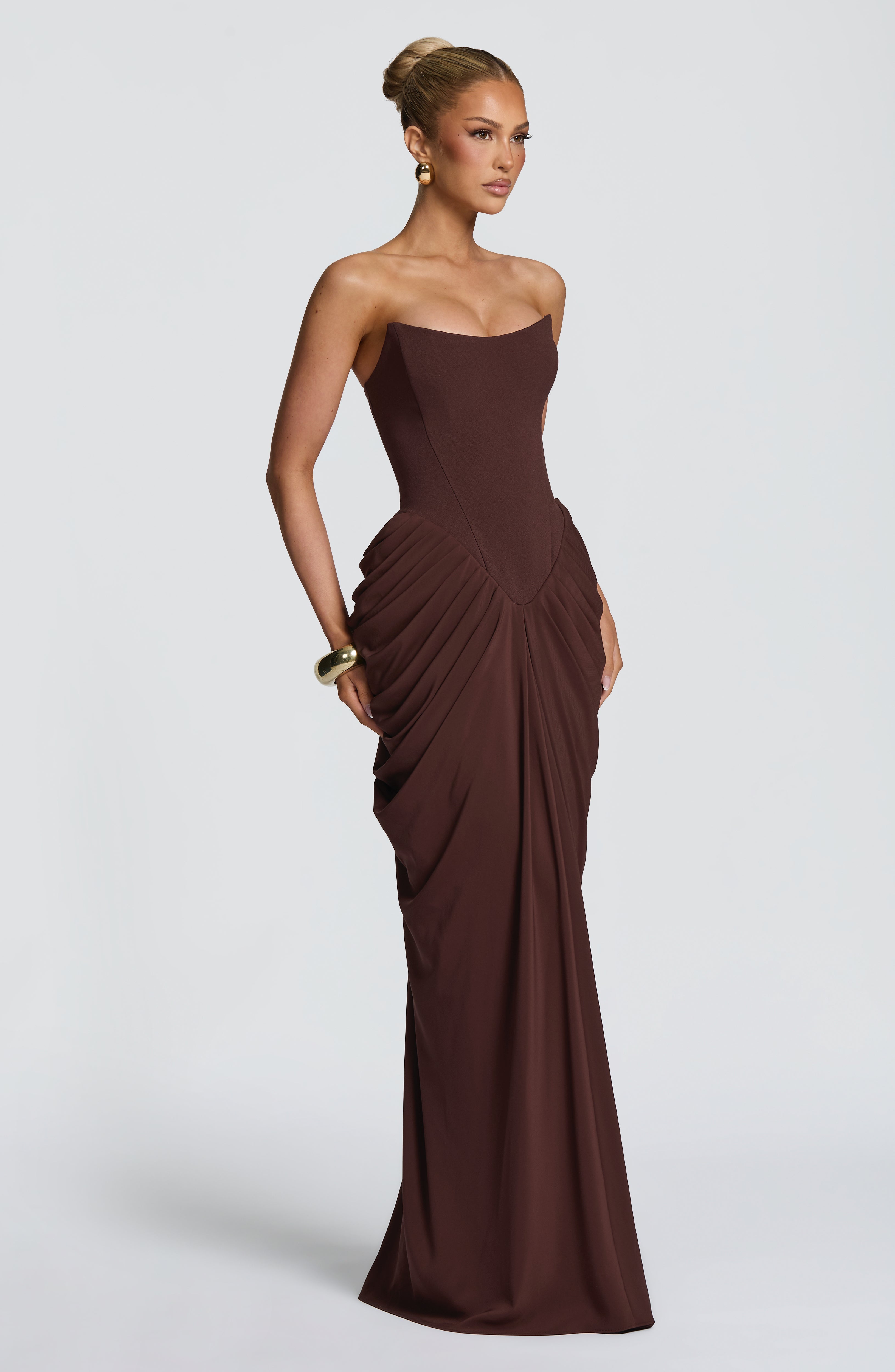 Noura Maxi Dress - Plum Brown