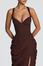 Elara Maxi Dress - Plum Brown