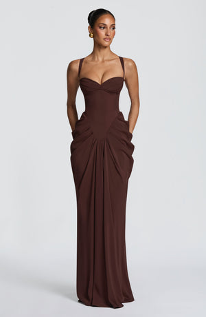 Lucille Maxi Dress - Plum Brown
