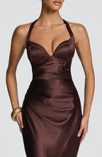 Ophelia Maxi Dress - Plum Brown