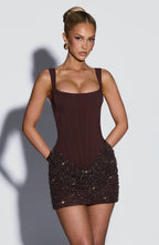 Yeona Mini Dress - Plum Brown