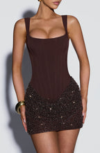 Yeona Mini Dress - Plum Brown