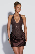 Adessa Mini Dress - Plum Brown