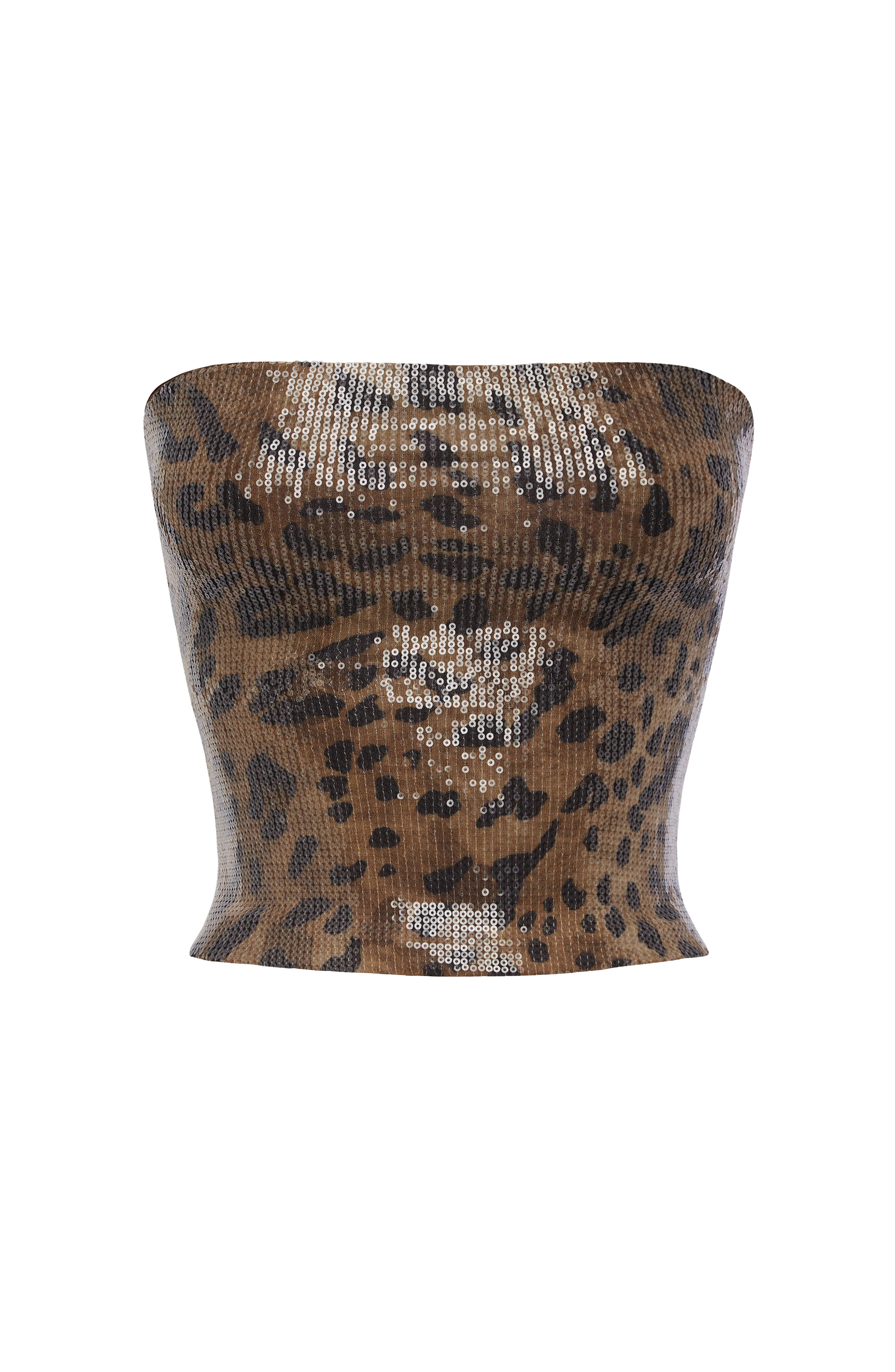 Sharni Top - Sequin Leopard Print