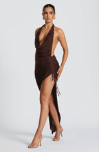 Airla Midi Dress - Plum Brown