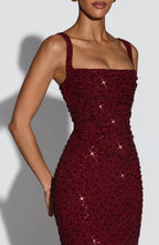 Calanthe Maxi Dress - Burgundy Sparkle