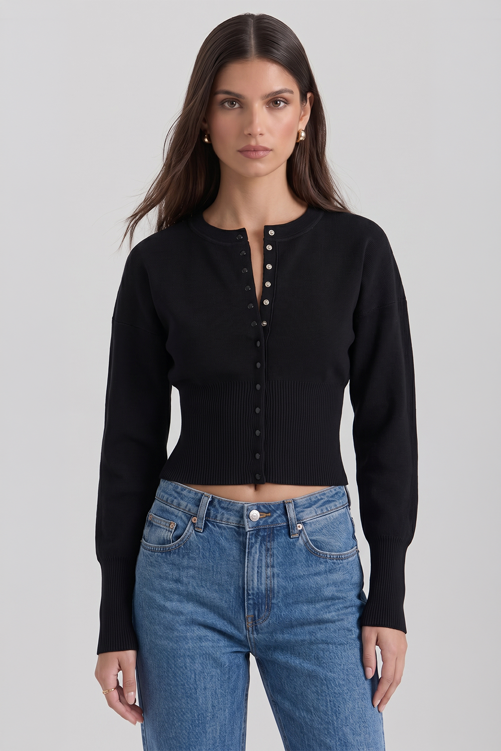 Natasha Tailored Bustier-Style Knit Cardigan