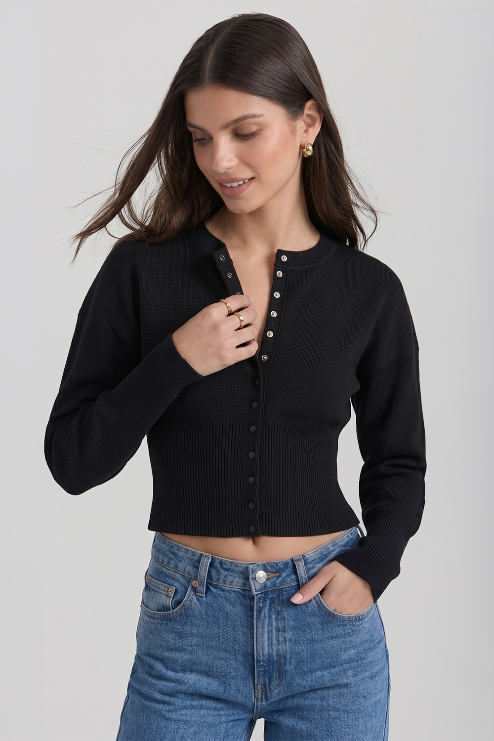Natasha Tailored Bustier-Style Knit Cardigan
