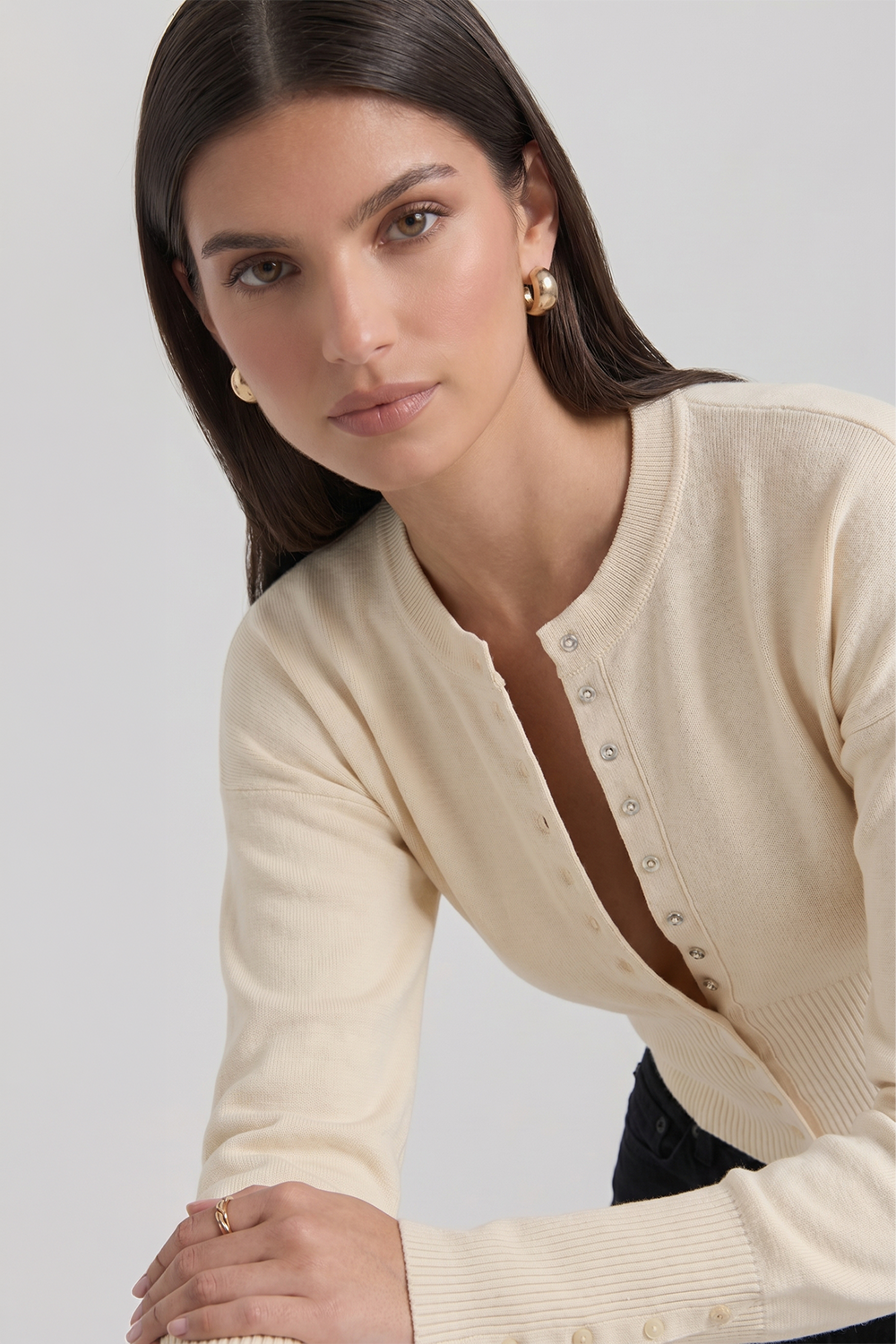 Natasha Tailored Bustier-Style Knit Cardigan