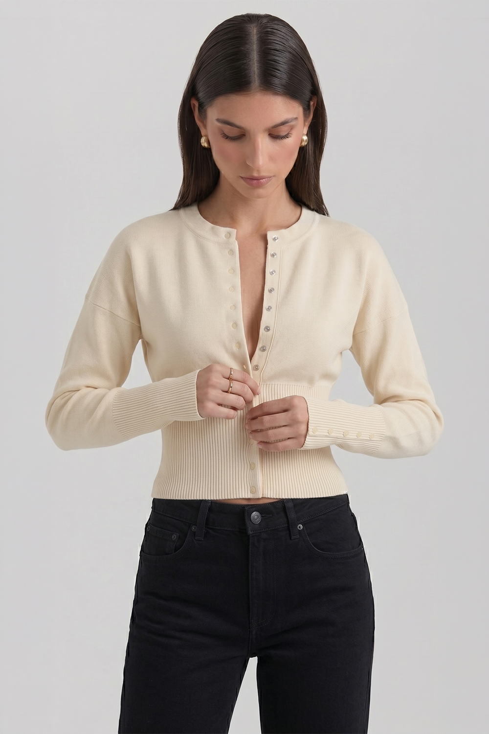 Natasha Tailored Bustier-Style Knit Cardigan