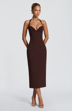 Cassia Midi Dress - Plum Brown