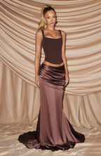 Claudette Maxi Skirt - Plum Brown