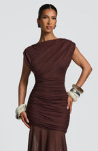 Demelza Maxi Dress - Plum Brown