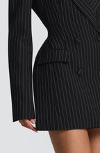 Elvira Mini Dress - Black Pinstripe