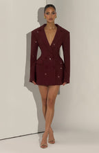 Elvira Mini Dress - Burgundy Sparkle
