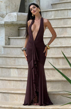 Janessa Maxi Dress - Plum Brown