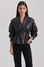 Ivony Tailored Bustier-Style Faux Leather Jacket
