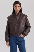 Elara Cropped Faux Leather Jacket