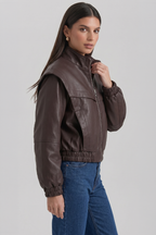 Elara Cropped Faux Leather Jacket