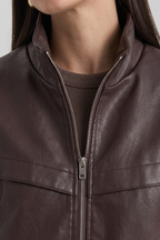 Elara Cropped Faux Leather Jacket