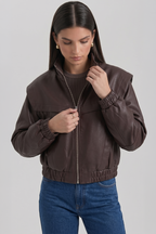 Elara Cropped Faux Leather Jacket