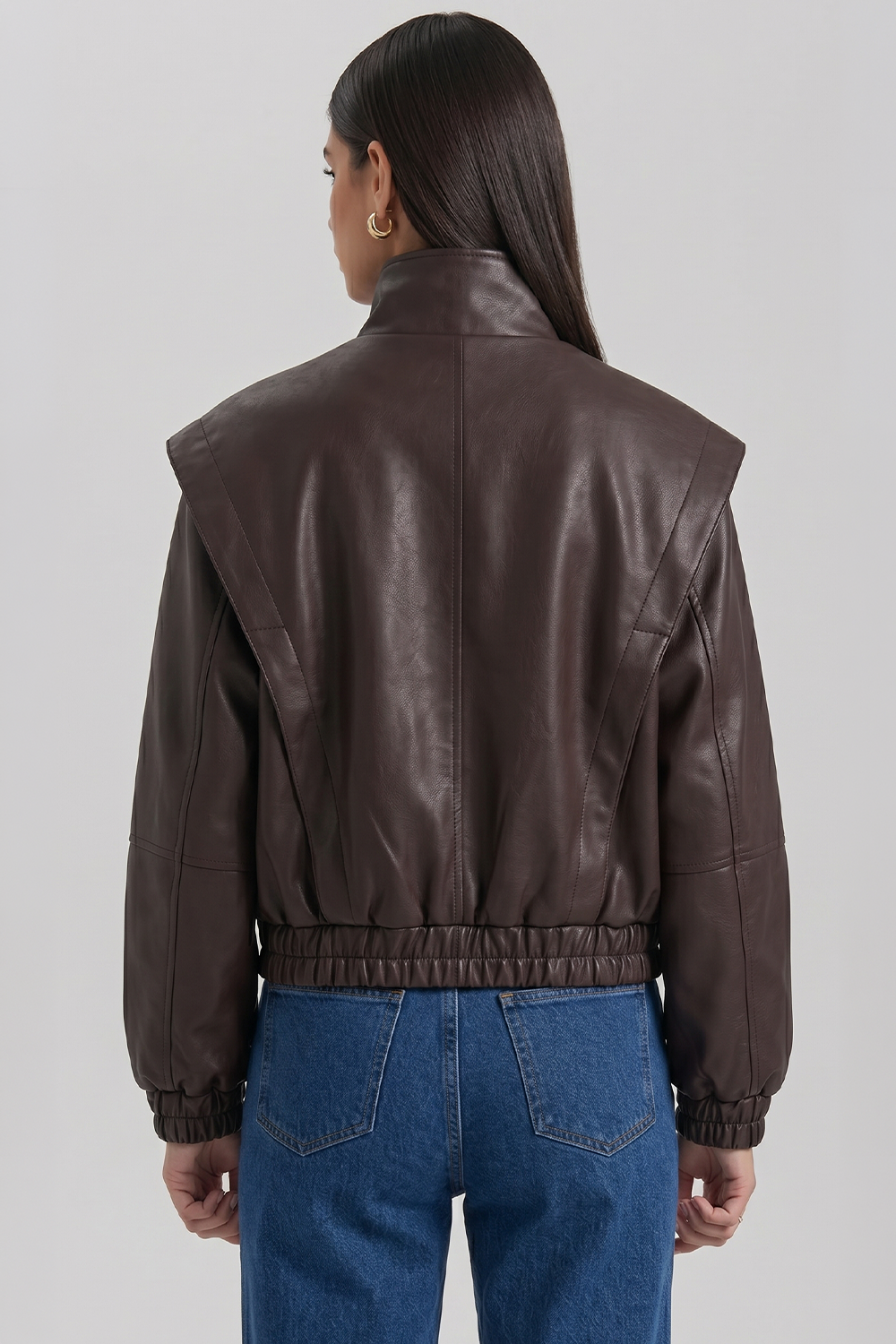 Elara Cropped Faux Leather Jacket