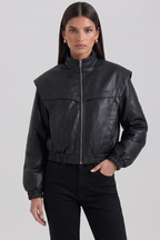 Elara Cropped Faux Leather Jacket
