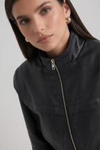 Elara Cropped Faux Leather Jacket