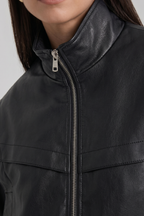 Elara Cropped Faux Leather Jacket
