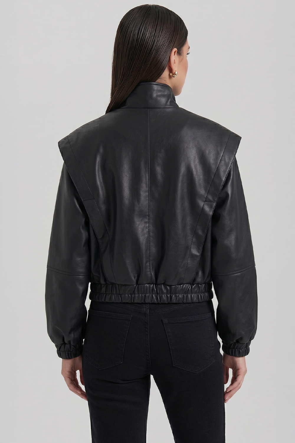 Elara Cropped Faux Leather Jacket