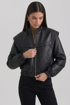 Elara Cropped Faux Leather Jacket