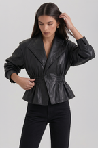Ivony Tailored Bustier-Style Faux Leather Jacket